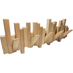 DESAINOPH® Wooden Coat Rack Wall Mounted Sticks Multi Rack Solid Handmade Natural Wood Artwork with 5 Flip-Down Unique Modern Hooks for Coats Bag Hat Umbrella in Saudi Arabia