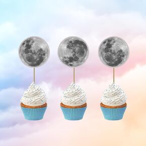 Full Moon Cupcake Toppers Set - Elevate Your Desserts with Celestial Magic! Perfect for Space-Themed Parties!