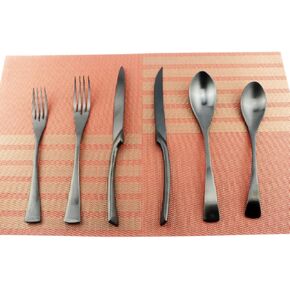 24-Piece Flatware Set,Extra Thick Heavy Duty - 18/10 Stainless Steel Cutlery Sets,High Matte Black Finish Silverware Flatware Sets Service for 4,Use for Home,Kitchen Utensil Sets