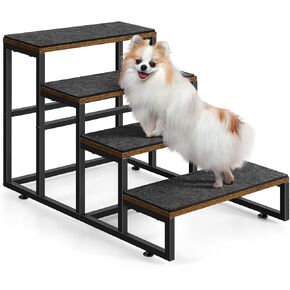 Dog Stairs for Couch Black Dog Steps Ramp for Small Medium Large Dogs 4 Tier Pet Stairs Steps with for Puppy, Cats, Indoor Dog Stairs for High Beds, Chairs and Cars