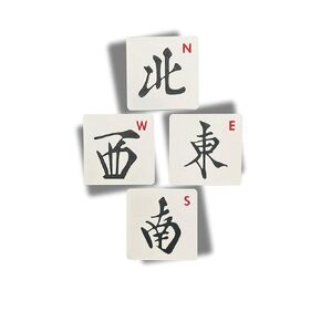 Mahjong (North, South, East and West) Drink Coasters, Set of 4, Mah-Jongg Table Game, Mahjong gift, Birthday/Hostess/Christmas Gift Tournament with Friends