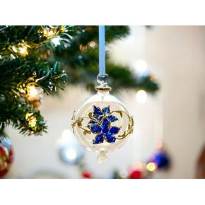 زخرفة عيد الميلاد الزجاجية المنفوخة يدويًا لزينة عيد الميلاد - زخرفة معلقة لشجرة عيد الميلاد - زخرفة زجاجية محفورة بذهب عيار 14 قيراط in Kuwait