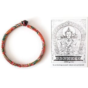 Sacred Tibetan Temple Handmade 5 Buddha Protection Bracelet String and a Talisman, red right hand bracelets for women men, Good Luck rope mens bracelet, Perfect gifts for women men (7.5 inch)