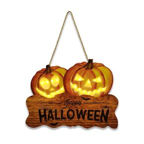 Happy Halloween Wood Sign, Halloween Decorations, Halloween Wooden Hanging Wall Sign Front Door with Light, Funny Pumpkin Decor for Home Halloween Indoor Outdoor