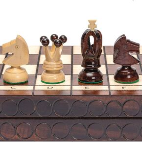 Husaria European International Chess Wooden Game Set, King's Classic - 18-Inch Large Size Chess Set - Folding Board with Felt Bottom Chessmen