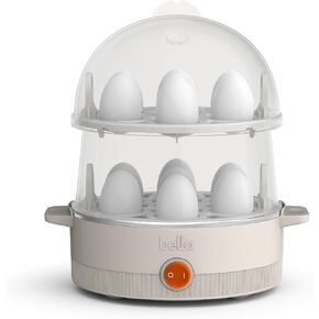 BELLA Rapid Electric Egg Cooker and Poacher with Auto Shut Off for Omelet, Soft, Medium and Hard Boiled Eggs - 14 Egg Capacity Tray, Double Stack, Black