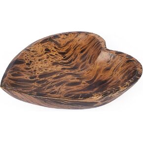 WitnyStore 10" Heart Shaped Bowl - Functional and Collectible Bowl - Handcrafted Wooden Bowl for Serving Candy Nuts Desserts Fruits or Accent Decor Gift for Any Occasion, Freckles Brown & Black
