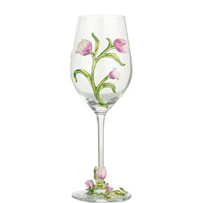 Simcat Handmade Painted Enamel Flower Glass Wine Glasses Transparent Refined Goblet, Stem For Cabernet, Gifts