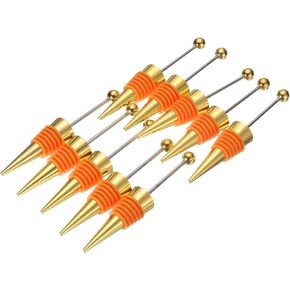 uxcell 10 Pcs Bead Wine Bottle Corks, Wine Stopper Cork, Wine Stopper, Reusable Wine Bottle Corks Sealing Plug Bottle for Beverage Holiday Party Bar,Gold/Orange