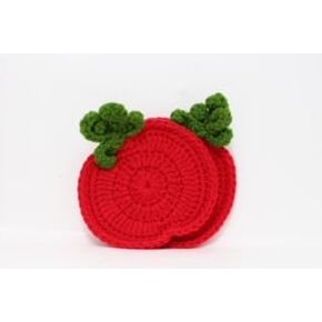 Tomato Coasters for Drinks Set of 2 Pcs Handmade Crochet Cute and colorful Handmade Woven Coaster Set for Coffee Table Mug Cup Mat Tabletop Protection Home Décor Desk Decoration Gift for all occasions