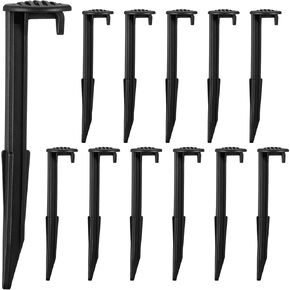 Inflatable Plastic Stakes 5.7 Inch Heavy Duty Tent Stakes Replacement Yard Ground Lawn Black Gardening Pegs Spike Hook for Halloween Christmas Holiday Inflatables Garden Decorations (18 Pieces)