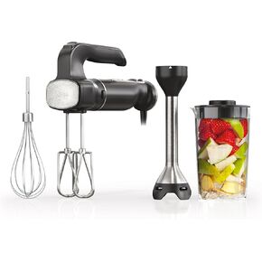 Ninja CI101 Foodi Power Mixer System, 750-Peak-Watt Immersion Blender and Hand Mixer, EasyGlide Beaters, Whisk, 3-Cup Blending Vessel, Black