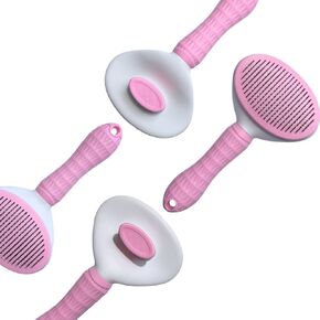 Self Cleaning Slicker Brush,Dog Brush & Cat Brush with Massage Particles,Removes Loose hair & Tangles,Skin Friendly & Promote Circulation-pink 1