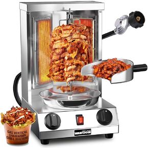 WantJoin Shawarma Grill Machine, Gas Vertical Rotisserie with 2 Burners for Home, Countertop Rotating Doner Kebab Oven Broiler Gyro Maker with Shovel, 11.6 * 11.8 * 19 inches, 110V
