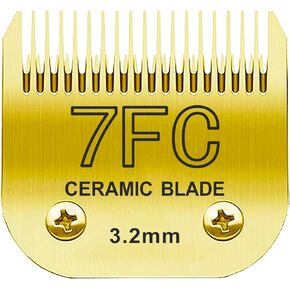 Docal 7FC Pet Dog Grooming Detachable Blades, Compatible with Andis Size-7FC Cut Length 1/8"(3.2mm), Most A5, KM Series Clippers,Made of Ceramic Blade & Stainless Steel Blade Golden