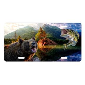 Wildlife Vanity Aluminum Front License Plate (Tribal Buffalo)
