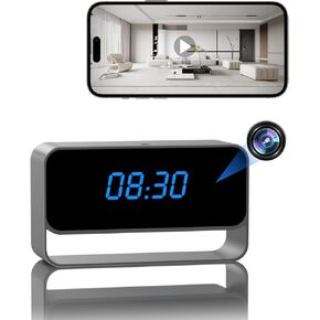 Hidden Camera Clock - Full HD 1080P Wireless Spy Camera - WiFi Nanny Cam for Home Indoor Security - WiFi & Bluetooth Connection 【Upgraded】