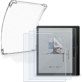 eBook-Reader Screen Protector (3+1Pack) Compatible for Onyx Boox Go Color 7 Inch/Boox Leaf2/Leaf3, PET Screen Protective Film Anti-Scratch High Definition and Soft Clear TPU Protective Case