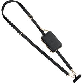 TiMOVO Clip & Go Strap Phone Lanyard، حزام الهاتف الخليوي مع حقيبة محفظة جلدية، حبل عالمي للهاتف حول الجسم قابل للتعديل حزام الرقبة متوافق مع معظم الهواتف الذكية، أسود in Kuwait