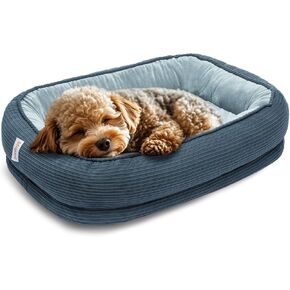 Miguel Orthopedic Dog Bed for Medium Small Dogs, Memory Foam Pet Bed Washable Removable Cover, Calming Puppy Bed with Sides, Dog Couch Comfort Sofa, Egg Foam Support, Non-Slip Bottom, Blue 24 inches