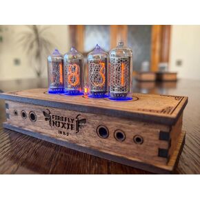 Nixie Tube Clock IN-8-2 - Made in Ukraine - Vintage Retro Table Clock - Wooden Desk Nixie Tube Clock - Handmade