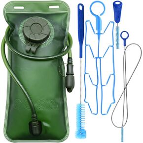Hydration Bladder with Cleaning Kit, 2L Water Bladder with Cleaning Kit, Leakproof Water Reservoir for Hiking Biking Climbing Cycling Running Camping Backpack, Army Green