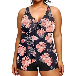 Holipick Two Piece Plus Size Tankini Top with Shorts Swimsuits for Women Tummy Control Bathing Suits