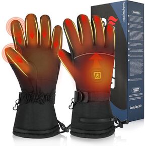 Rechargeable Heated Gloves for Men Women with Touch-Screen Compatible Waterproof, Heated Glove Liners for Riding Skiing Ice Fishing Hunting Cycling Walking The Dog and for Raynaud's and Arthritis