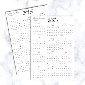Mini 2025 Calendar Stickers for Journals, Planners, Year-at-a-Glance Calendars, 2 sheets (White Matte, Sunday Start)