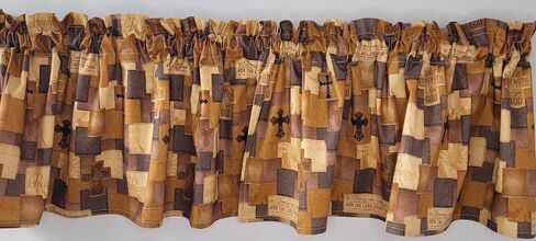 Scripture Patch Valance, Cross Valance, Brown Religious Valance Curtain, Christian Themed Valance Curtain (41-42 Inches Wide x 15 Inches Long) in Saudi Arabia