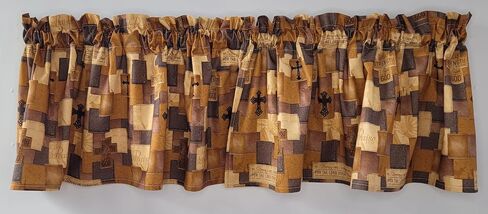 Scripture Patch Valance, Cross Valance, Brown Religious Valance Curtain, Christian Themed Valance Curtain (41-42 Inches Wide x 15 Inches Long) in Saudi Arabia