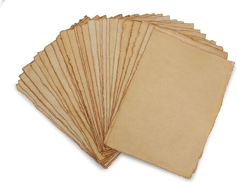 Fausta Cotton Handmade Vintage Textured Paper 75 Sheets (150 GSM) 8.3 X 5.8 in (A5), Deckle Edge Antique Paper for Sketching, Drawing, Invitations, Arts and Crafts, Watercolor/Mixed Media Paper in Saudi Arabia