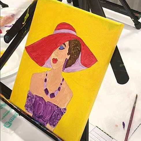 Afro Lady in Hat DIY Paint and Sip Pre drawn Painting Canvas in Saudi Arabia