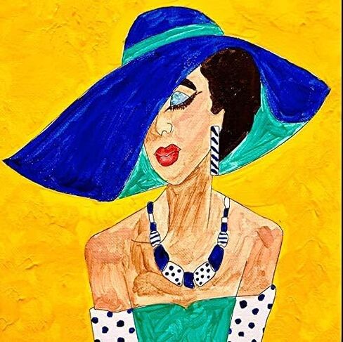 Afro Lady in Hat DIY Paint and Sip Pre drawn Painting Canvas in Saudi Arabia