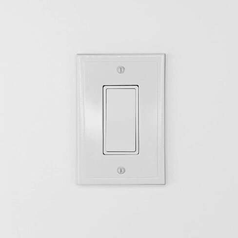 Questech Decor Single Rocker Light Switch Cover, 1-Gang Electrical Wall Plate, Single Switch Standard Size GFCI Receptacle Cover, Decorative Ambient Design, Bright White Polished, 3 Pack in Saudi Arabia