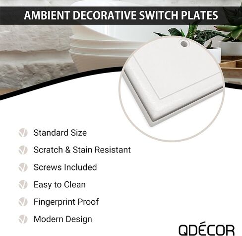 Questech Decor Single Rocker Light Switch Cover, 1-Gang Electrical Wall Plate, Single Switch Standard Size GFCI Receptacle Cover, Decorative Ambient Design, Bright White Polished, 3 Pack in Saudi Arabia