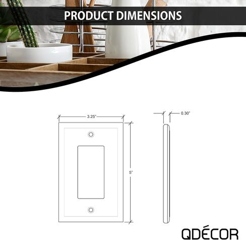 Questech Decor Single Rocker Light Switch Cover, 1-Gang Electrical Wall Plate, Single Switch Standard Size GFCI Receptacle Cover, Decorative Ambient Design, Bright White Polished, 3 Pack in Saudi Arabia
