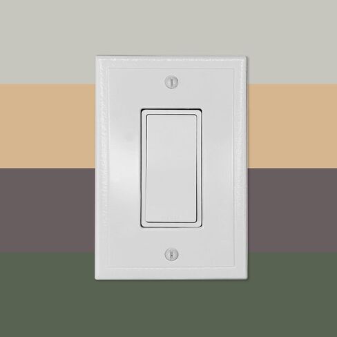 Questech Decor Single Rocker Light Switch Cover, 1-Gang Electrical Wall Plate, Single Switch Standard Size GFCI Receptacle Cover, Decorative Ambient Design, Bright White Polished, 3 Pack in Saudi Arabia