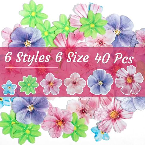 40 قطعة من زينة الكيك الصالحة للأكل، وديكورات الكيك على شكل زهور صالحة للأكل، وأغطية كب كيك الزهور، وأدوات تزيين الكيك، وأغطية الكب كيك لأعياد الميلاد، والزفاف، وحفلات استقبال المولود الجديد in Kuwait