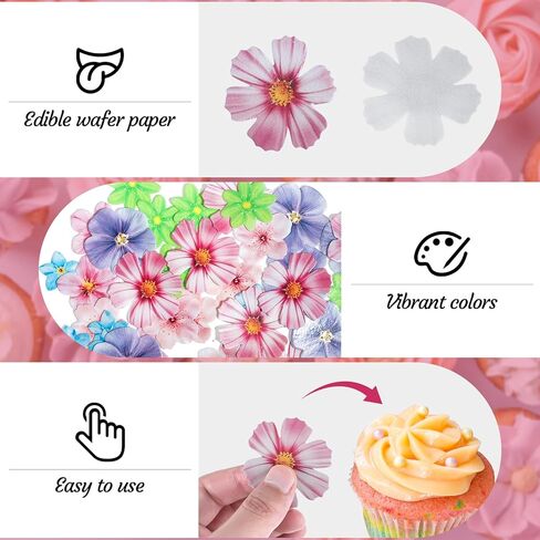 40 قطعة من زينة الكيك الصالحة للأكل، وديكورات الكيك على شكل زهور صالحة للأكل، وأغطية كب كيك الزهور، وأدوات تزيين الكيك، وأغطية الكب كيك لأعياد الميلاد، والزفاف، وحفلات استقبال المولود الجديد in Kuwait