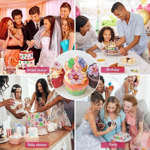 40 قطعة من زينة الكيك الصالحة للأكل، وديكورات الكيك على شكل زهور صالحة للأكل، وأغطية كب كيك الزهور، وأدوات تزيين الكيك، وأغطية الكب كيك لأعياد الميلاد، والزفاف، وحفلات استقبال المولود الجديد in Kuwait