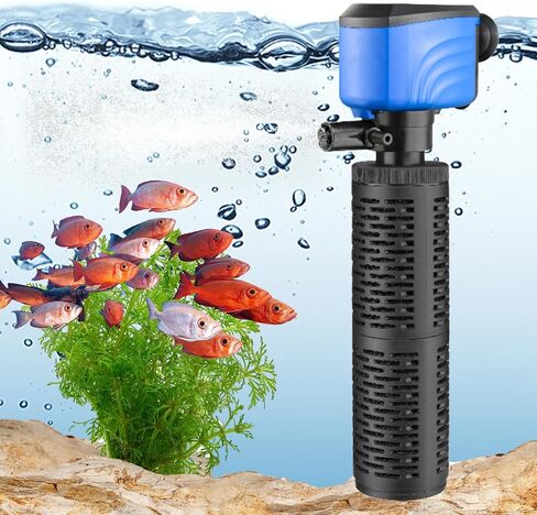 Aquarium Filter 3 Stages, 15W Fish Tank Filter, Submersible Power Filter for 20-75 Gallon Fish Tank, 200 GPH Water Pump Canister Filter for Pond Fish Tank Saltwater Freshwater in Saudi Arabia