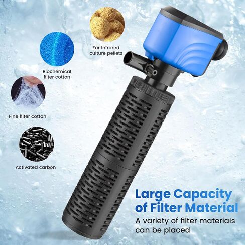 Aquarium Filter 3 Stages, 15W Fish Tank Filter, Submersible Power Filter for 20-75 Gallon Fish Tank, 200 GPH Water Pump Canister Filter for Pond Fish Tank Saltwater Freshwater in Saudi Arabia