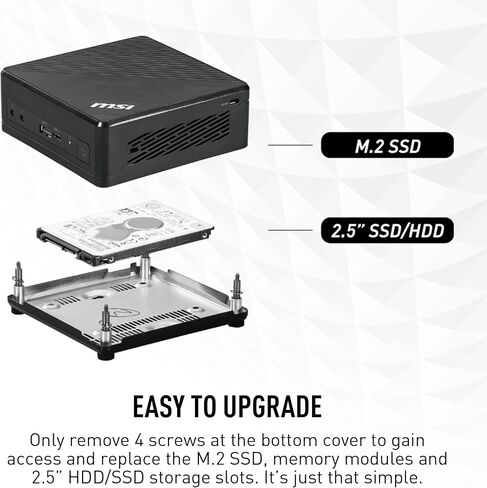 MSI كمبيوتر صغير كوبي 5 بمعالج انتل كور i5-10210U وذاكرة 8GB وSSD 250GB وWiFi 6 وبلوتوث 5.1 وUSB نوع C وشاشة مزدوجة صامتة وويندوز 11 هوم (10M-691US) in Saudi Arabia