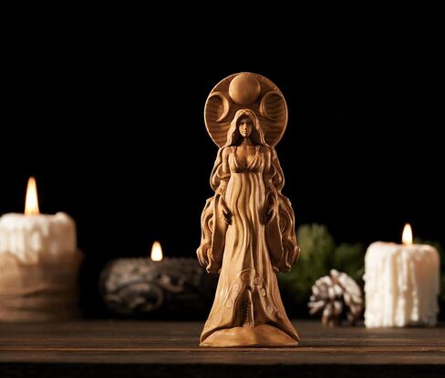 Moon Goddess Selene Statue, Goddess of the Night, Pagan Statue, Wicca Statue, Wicca Altar, Moon Statue, Lunar Witch, Tabletop Ornament (Wood) in Saudi Arabia
