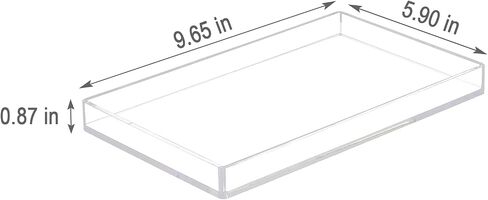 Bigfety Acrylic Bathroom Tray for Counter, Handmade Clear Trays Sturdy Organizer for Cup, Sponge, Soap, Plant (Medium, Clear) in Saudi Arabia