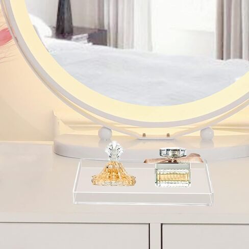 Bigfety Acrylic Bathroom Tray for Counter, Handmade Clear Trays Sturdy Organizer for Cup, Sponge, Soap, Plant (Medium, Clear) in Saudi Arabia