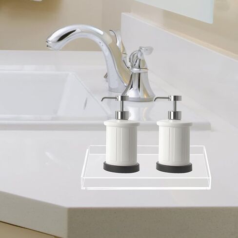 Bigfety Acrylic Bathroom Tray for Counter, Handmade Clear Trays Sturdy Organizer for Cup, Sponge, Soap, Plant (Medium, Clear) in Saudi Arabia