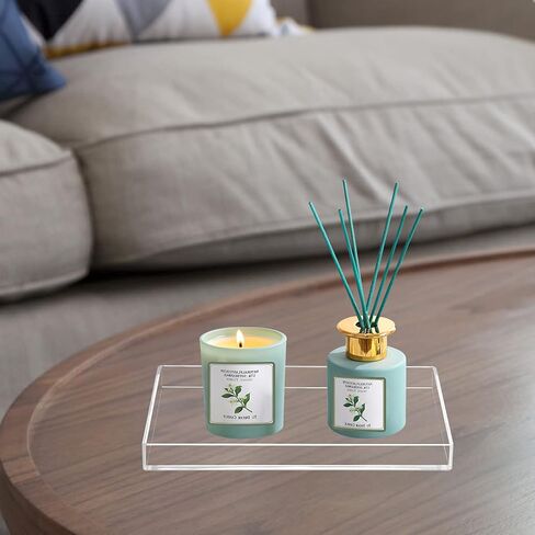 Bigfety Acrylic Bathroom Tray for Counter, Handmade Clear Trays Sturdy Organizer for Cup, Sponge, Soap, Plant (Medium, Clear) in Saudi Arabia