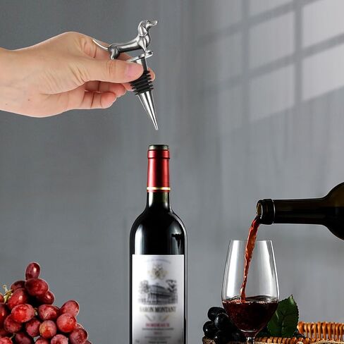 LKKCHER Dachshund Wine Stopper, Wine Gifts for Men Dad Women Sausage Dog Lovers, Bottle Stoppers for Wine Champagne, Birthday Gifts, Father Day Gifts, Christmas Gifts, Dark Silver in Saudi Arabia